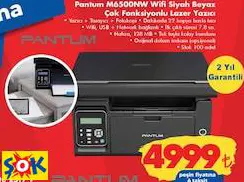 PANTUM M6500NW WİFİ SİYAH BEYAZ ÇOK FONKSİYONLU LAZER YAZICI